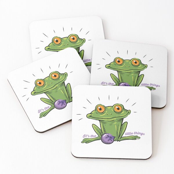 Item preview, Cute Frog with Blueberry Illustration - "It's the Little Things" designed and sold by Kara Draws.