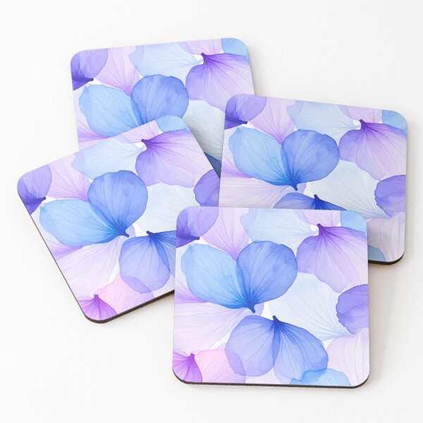 Item preview, Transparent, layered flower petals in shades of blue, purple, and pink create a delicate, overlapping abstract pattern designed and sold by homydesign.