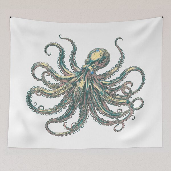 Item preview, Metallic Steampunk Mechanical Octopus designed and sold by Retro Art Factory.