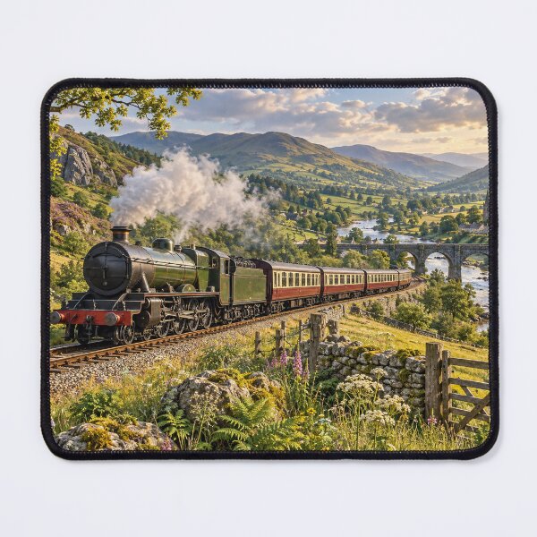Item preview, Heritage Steam Train in Scenic Valley – Railway Landscape designed and sold by astersgraphics.