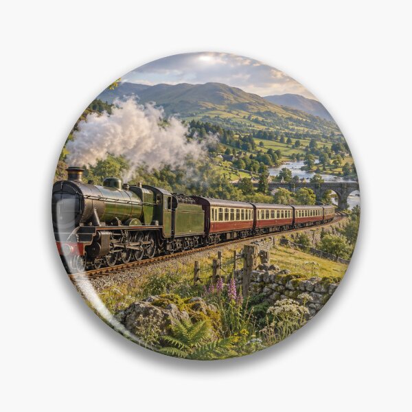 Item preview, Heritage Steam Train in Scenic Valley – Railway Landscape designed and sold by astersgraphics.