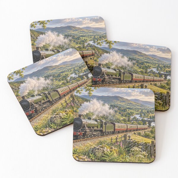 Item preview, Heritage Steam Train in Scenic Valley – Railway Landscape designed and sold by astersgraphics.