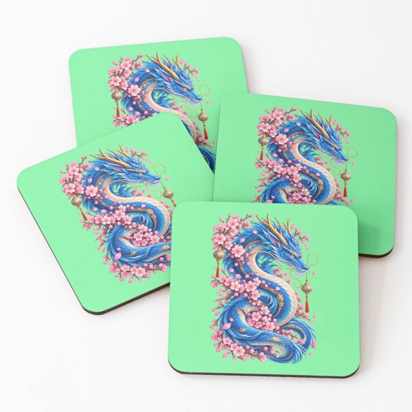 Item preview, Celestial Blue Dragon and Sakura Blossoms designed and sold by Tianjie-Yishu.