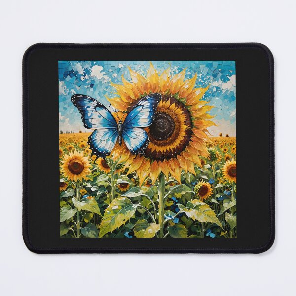Item preview, Blue Butterfly on a Golden Sunflower — Mosaic Garden Art designed and sold by tambanow.