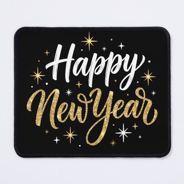 Item preview, Happy New Year Gold Glitter Calligraphy on Black Background designed and sold by fawzimorsy.