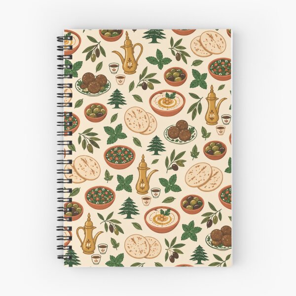 Item preview, Lebanese Food Pattern | Hummus, Falafel, Tabbouleh, Pita, Cedar Trees and Arabic Coffee designed and sold by StickyGuys.