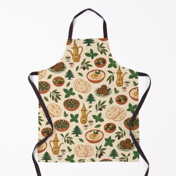 Item preview, Lebanese Food Pattern | Hummus, Falafel, Tabbouleh, Pita, Cedar Trees and Arabic Coffee designed and sold by StickyGuys.