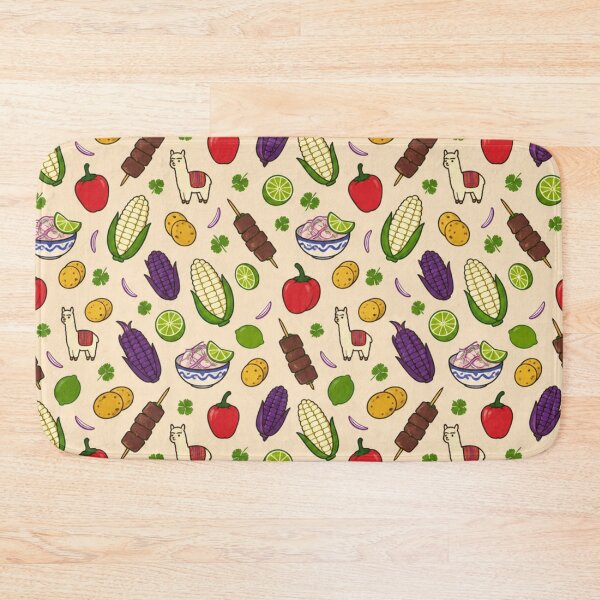 Item preview, Peruvian Food Pattern | Ceviche, Purple Corn, Choclo, Anticuchos, Limes and Little Alpacas designed and sold by StickyGuys.