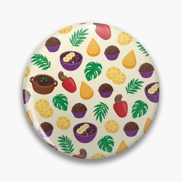 Item preview, Brazilian Food Pattern | Pao de Queijo, Brigadeiros, Feijoada, Coxinha and Acai Bowls designed and sold by StickyGuys.
