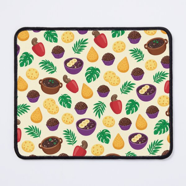Item preview, Brazilian Food Pattern | Pao de Queijo, Brigadeiros, Feijoada, Coxinha and Acai Bowls designed and sold by StickyGuys.