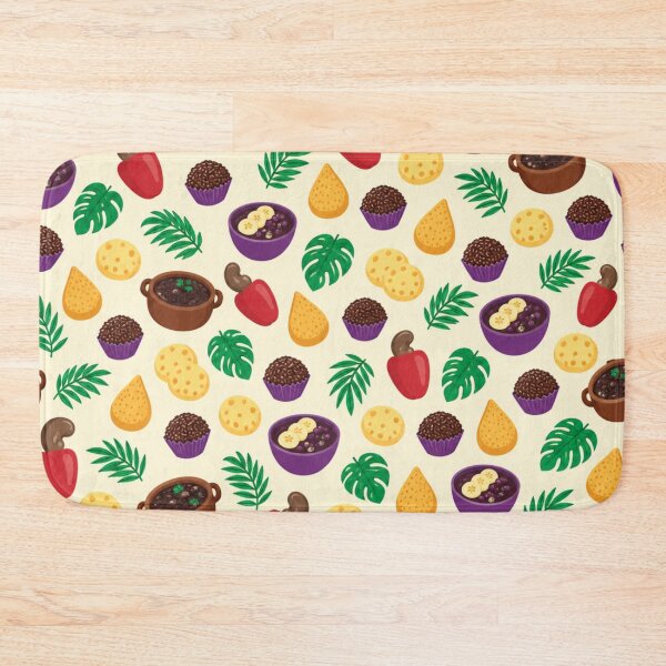 Item preview, Brazilian Food Pattern | Pao de Queijo, Brigadeiros, Feijoada, Coxinha and Acai Bowls designed and sold by StickyGuys.