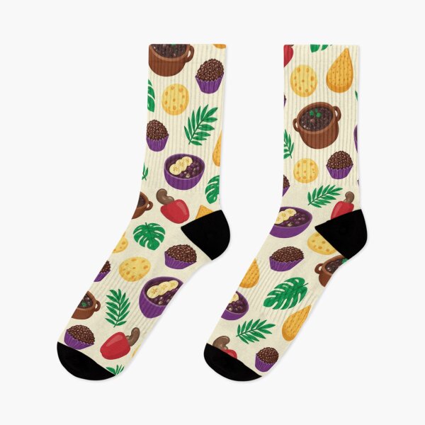 Item preview, Brazilian Food Pattern | Pao de Queijo, Brigadeiros, Feijoada, Coxinha and Acai Bowls designed and sold by StickyGuys.