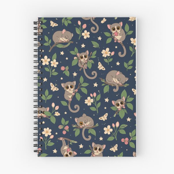 Item preview, Mouse Lemur Night Pattern | Tiny Madagascar Lemurs with Big Eyes, Flowers and Stars on Navy designed and sold by StickyGuys.