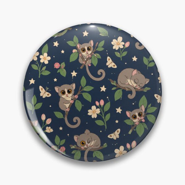 Item preview, Mouse Lemur Night Pattern | Tiny Madagascar Lemurs with Big Eyes, Flowers and Stars on Navy designed and sold by StickyGuys.
