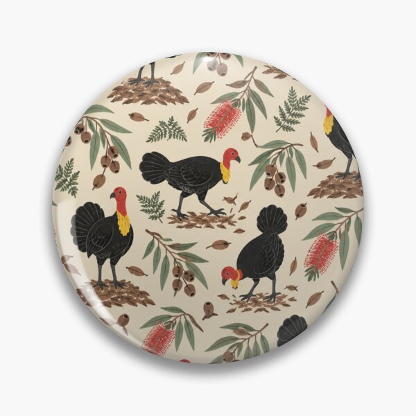 Item preview, Brush Turkey Australian Bird Pattern | Bush Turkeys with Gum Leaves, Bottlebrush and Gumnuts designed and sold by StickyGuys.