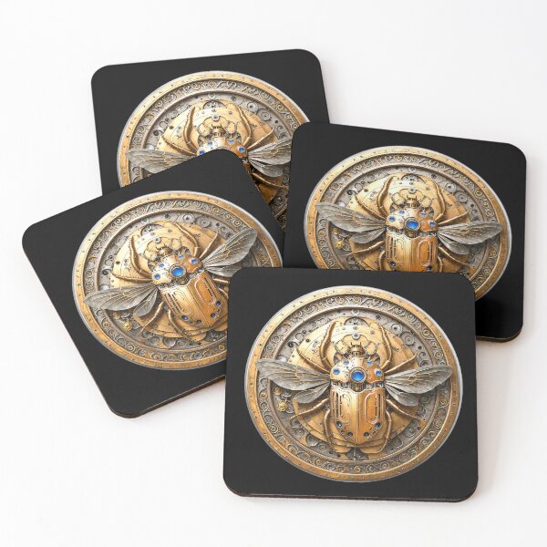 Item preview, Copper Mechanical Steampunk Beetle Medallion with Blue Jewels  designed and sold by Retro Art Factory.