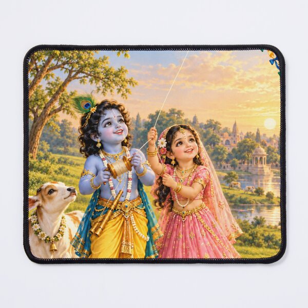 Item preview, Bala Radha and Bala Krishna Flying a Kite in Vrindavan designed and sold by Homyar.