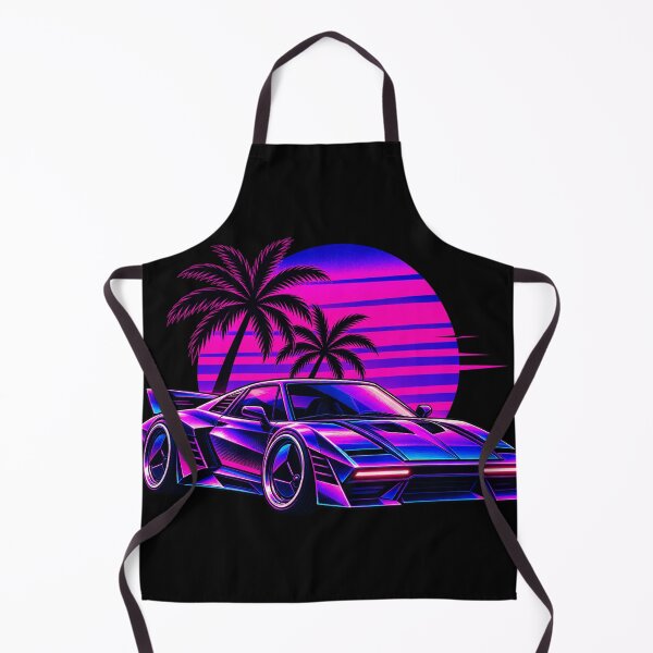 Item preview, Neon Outrun – Retro Futuristic Concept Car with Neon Purple Sunset designed and sold by GingaArt.