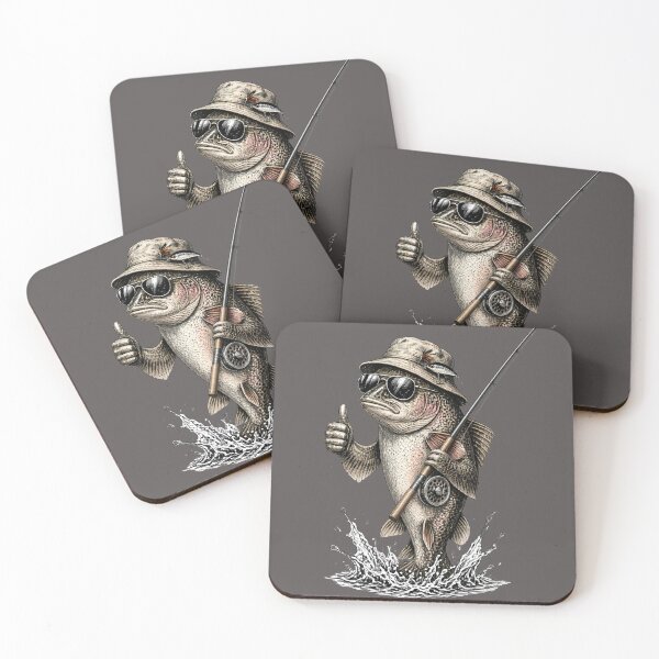 Item preview, Trout wearing a fishing hat and carrying a fishing rod designed and sold by design-rebell.