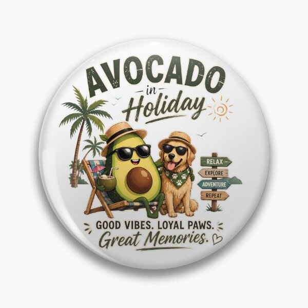 Item preview, Avocado Boss in holiday with his dog Good vibes Great memories designed and sold by Afnan Store.