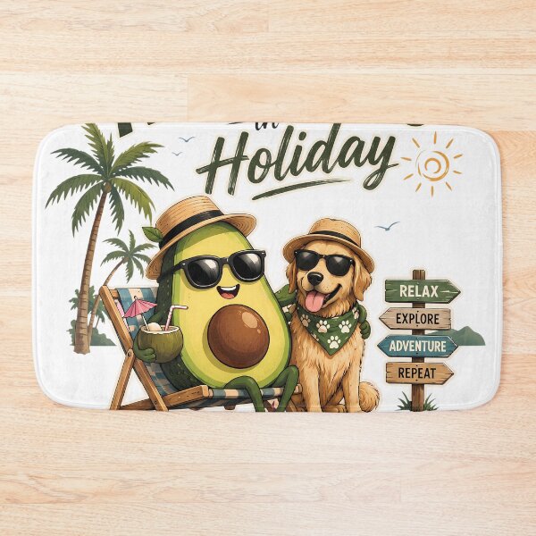 Item preview, Avocado Boss in holiday with his dog Good vibes Great memories designed and sold by Afnan Store.