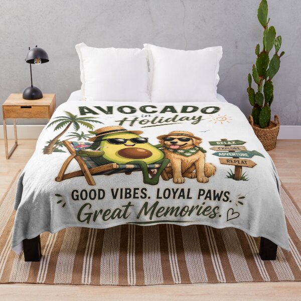 Item preview, Avocado Boss in holiday with his dog Good vibes Great memories designed and sold by Afnan Store.