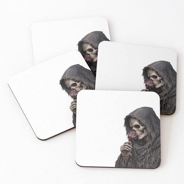 Item preview, A day off and death smelling a dead rose - Halloween designed and sold by Code6Coffee.