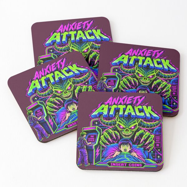 Item preview, Anxiety Attack Retro Neon Horror Arcade Gaming Design designed and sold by StickerNov.