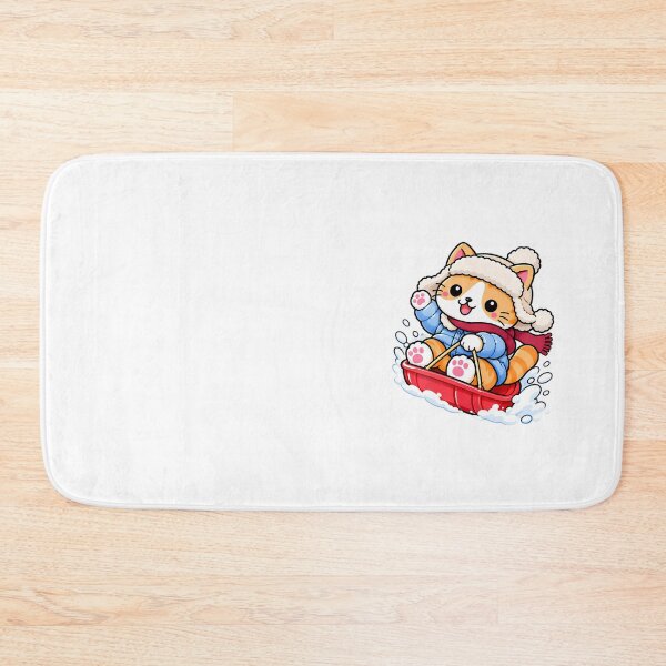 Item preview, Cute Sledding Cat in Winter Outfit – Kawaii Orange Tabby Kitty designed and sold by NoopnyangStudio.