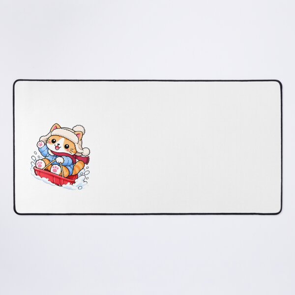 Item preview, Cute Sledding Cat in Winter Outfit – Kawaii Orange Tabby Kitty designed and sold by NoopnyangStudio.
