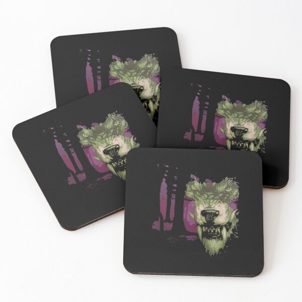 Item preview, Green Wolf in Purple Forest, Dark Fantasy Wildlife Art designed and sold by SunflowerPower22.