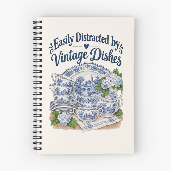 Item preview, Vintage dishes Easily Distracted Blue and White designed and sold by Neeshki.