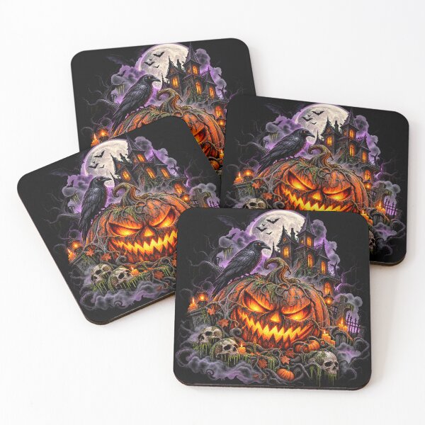 Item preview, Horror Halloween Pumpkin | Haunted House Raven Skull Dark Spooky Art designed and sold by Dragonfly-10.