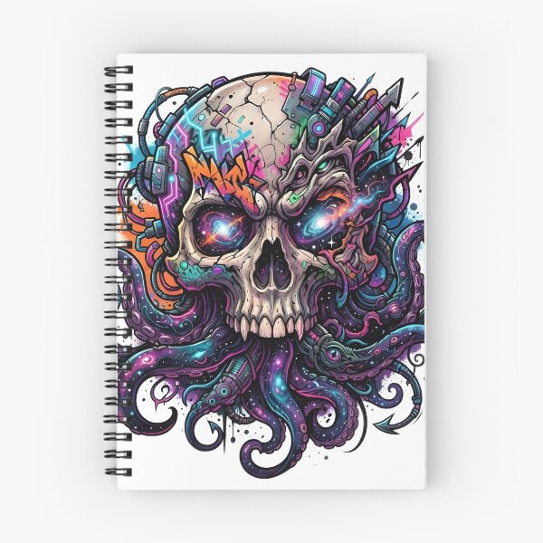 Item preview, Galaxy Skull Art, Neon Tentacle Skull with Cosmic Eyes designed and sold by Terra Nova Collective.