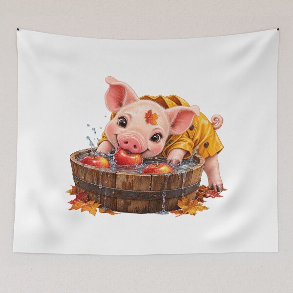 Item preview, Cute Mini Pig Apple Bobbing Autumn Raincoat designed and sold by StyleLap.