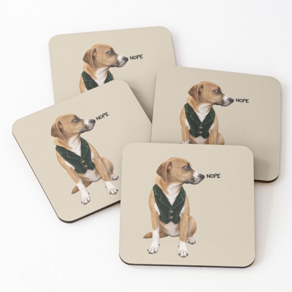 Item preview, Funny Speakeasy Hound – Vintage Dog in Vest "NOPE"-attitude  designed and sold by RescueHeart10.
