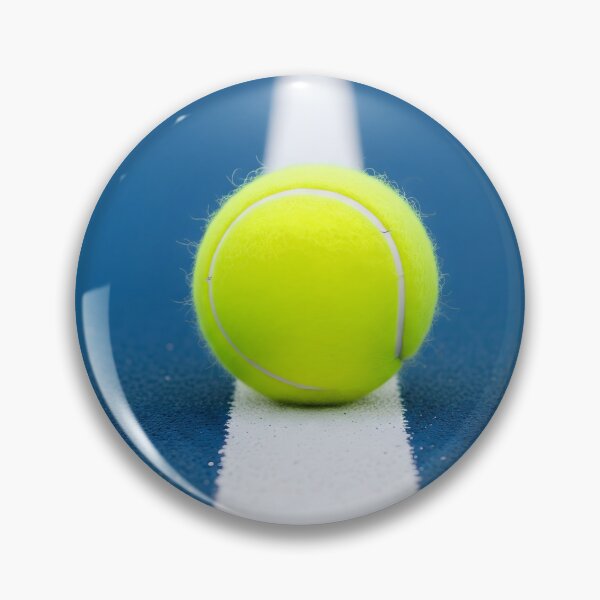 Item preview, A vibrant yellow tennis ball rests perfectly on the white service line of a blue court, ready for play and an exciting game designed and sold by homydesign.