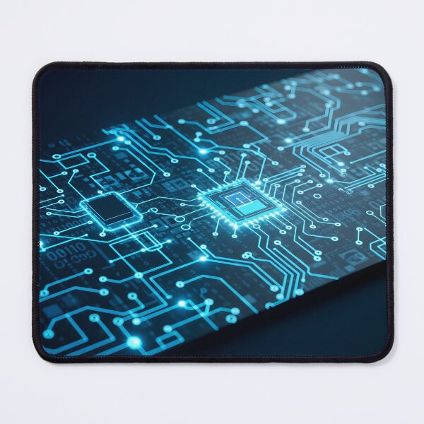 Item preview, A luminous blue circuit board with glowing microchips and intricate pathways symbolizes advanced technology and digital processing designed and sold by homydesign.
