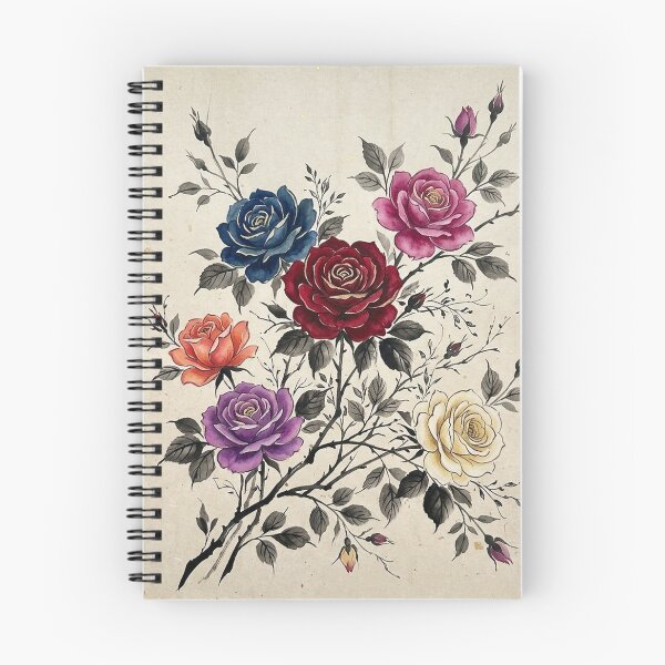 Item preview, Elegant Japanese Sumi-e Style Roses - Chic Multicolor Floral designed and sold by iris-festival.