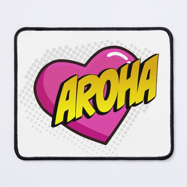 Item preview, Aroha Comic Heart Pop Art (pink heart, yellow text) designed and sold by wobblyfrogs.
