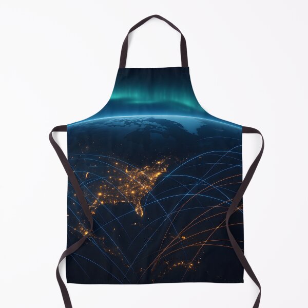 Item preview, A breathtaking view of Earth from space, featuring illuminated city lights across North America and a vibrant aurora designed and sold by homydesign.