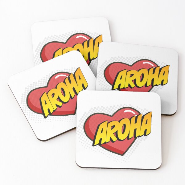Item preview, Aroha Comic Heart Pop Art (red heart, yellow text) designed and sold by wobblyfrogs.
