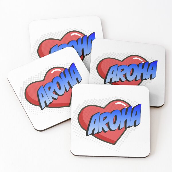 Item preview, Aroha Comic Heart Pop Art (red heart, blue text) designed and sold by wobblyfrogs.
