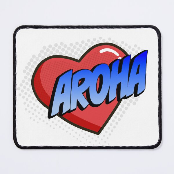 Item preview, Aroha Comic Heart Pop Art (red heart, blue text) designed and sold by wobblyfrogs.