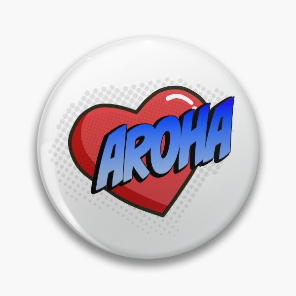 Artikelvorschau, Aroha Comic Heart Pop Art (rotes Herz, blauer Text) entworfen und verkauft von wobblyfrogs.