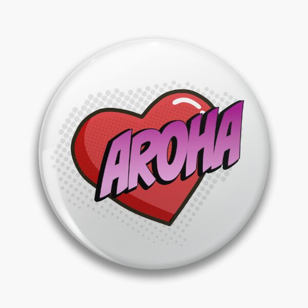 Artikelvorschau, Aroha Comic Heart Pop Art (rotes Herz, rosa Text) entworfen und verkauft von wobblyfrogs.