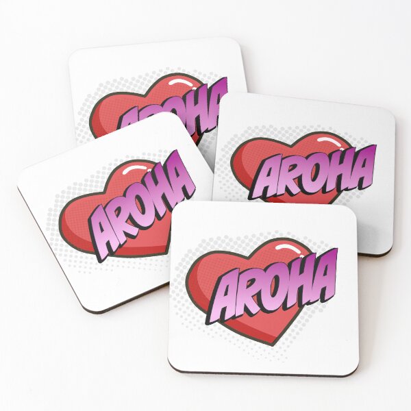 Item preview, Aroha Comic Heart Pop Art (red heart, pink text) designed and sold by wobblyfrogs.