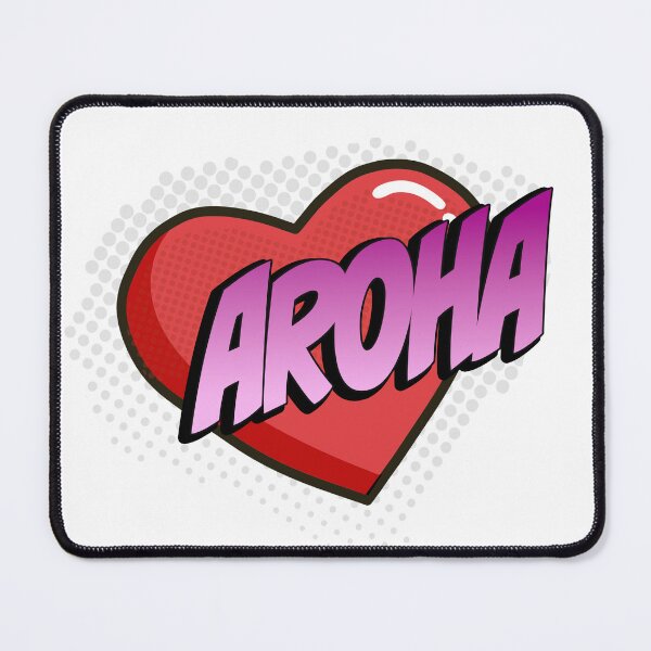 Item preview, Aroha Comic Heart Pop Art (red heart, pink text) designed and sold by wobblyfrogs.