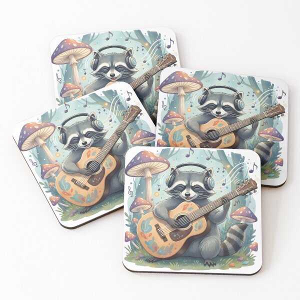Item preview, Cheerful Raccoon Playing Acoustic Guitar in a Whimsical Forest designed and sold by homydesign.