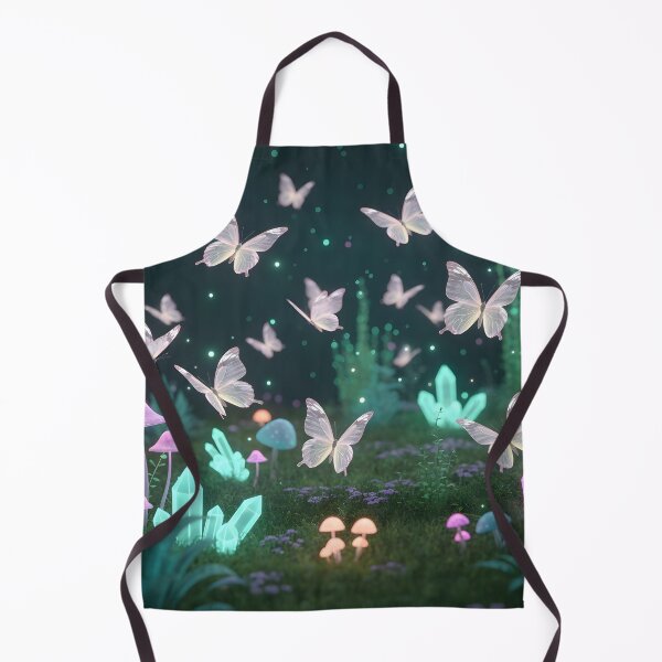 Item preview, Glowing butterflies flutter among luminous crystals and magical mushrooms in an enchanting, mystical forest scene designed and sold by homydesign.